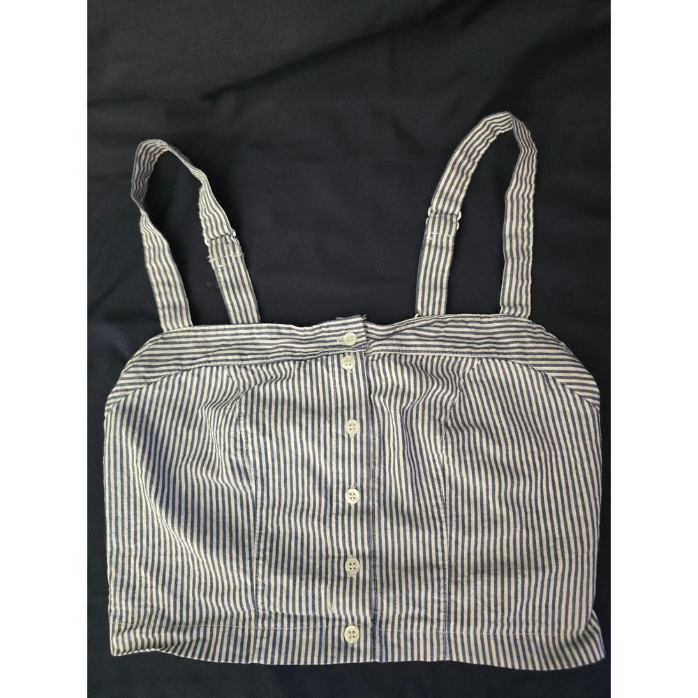Brandy Melville Striped Smocked Tube Top Cami Blue White Coastal Coquette - Picture 2 of 4